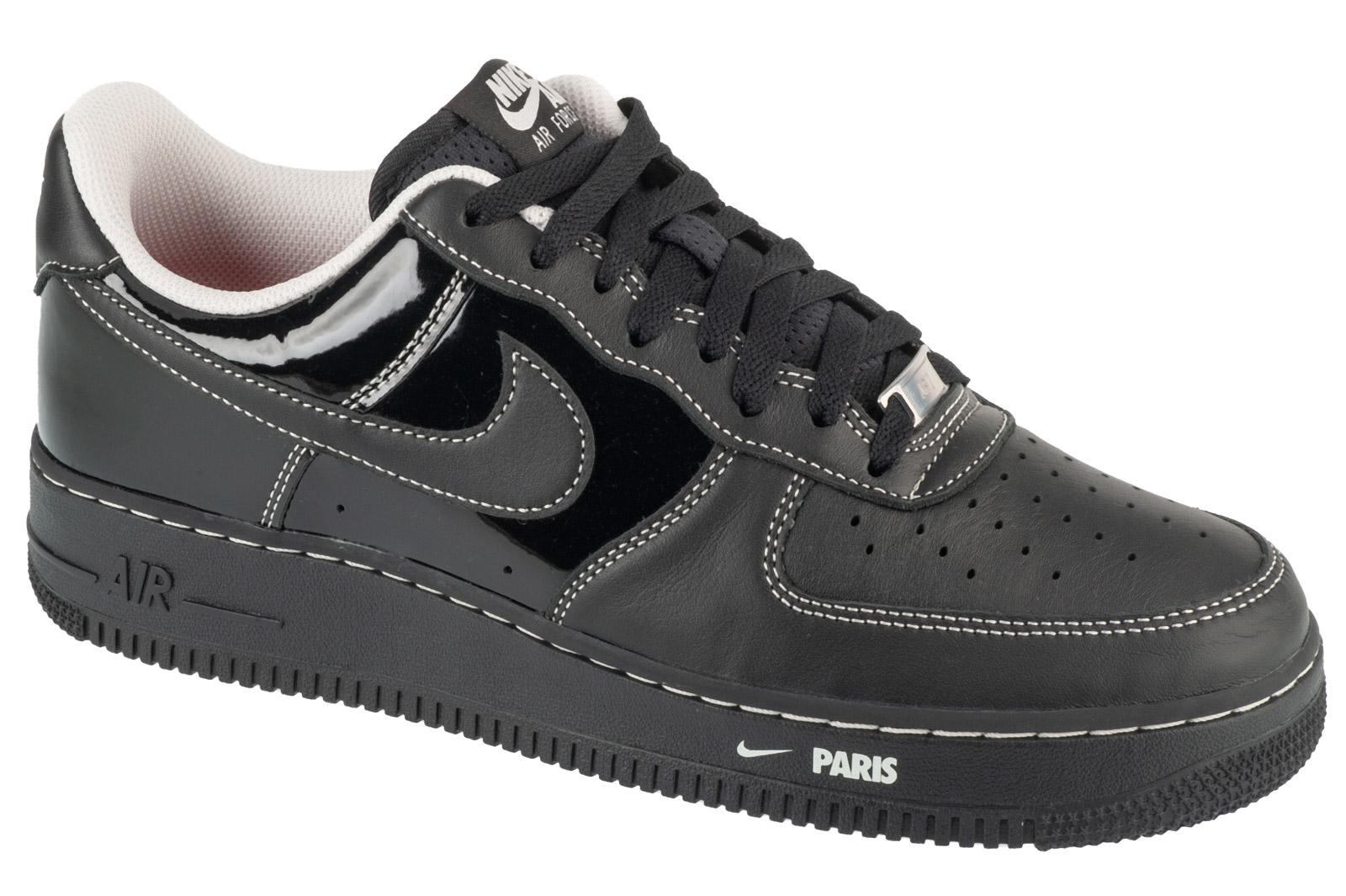 Nike Air Force 1 '07 Low City Pack Paris Patent, Baskets noires pour homme 44,5