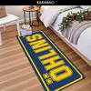 Fashion Letter‑printed Long Area Rug Classic Blue‑yellow Color Block Border Design Non‑slip Wear‑resistant Household Cap