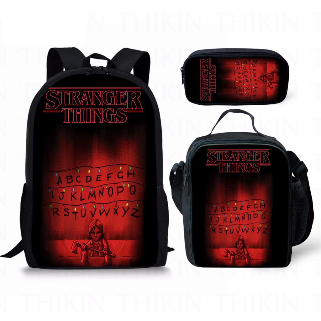 Stranger Things 3 Backpack Pencil Case Set For Daily Use With Nylon Material