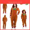 Xmas Party Hooded Jumpsuits For Kids Adult Gingerbread Man Cosplay Costume