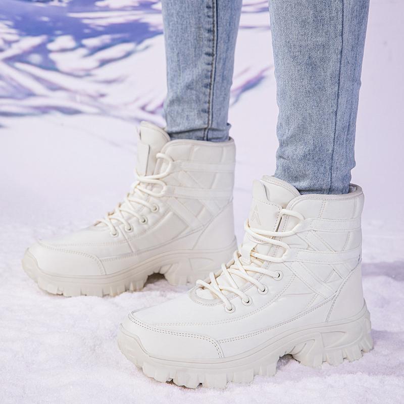 TUINANLE Women's Winter Boots Outdoor Anti-Slip Warm Plush Lined Cotton Shoes Casual Lace-Up Sports Shoes Men