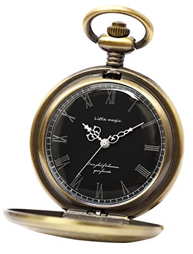 

[Ultra-Simple Design][Japanese Movement] Antique Pocket Watch [Little Magic] (Gold Black Dial) GB
