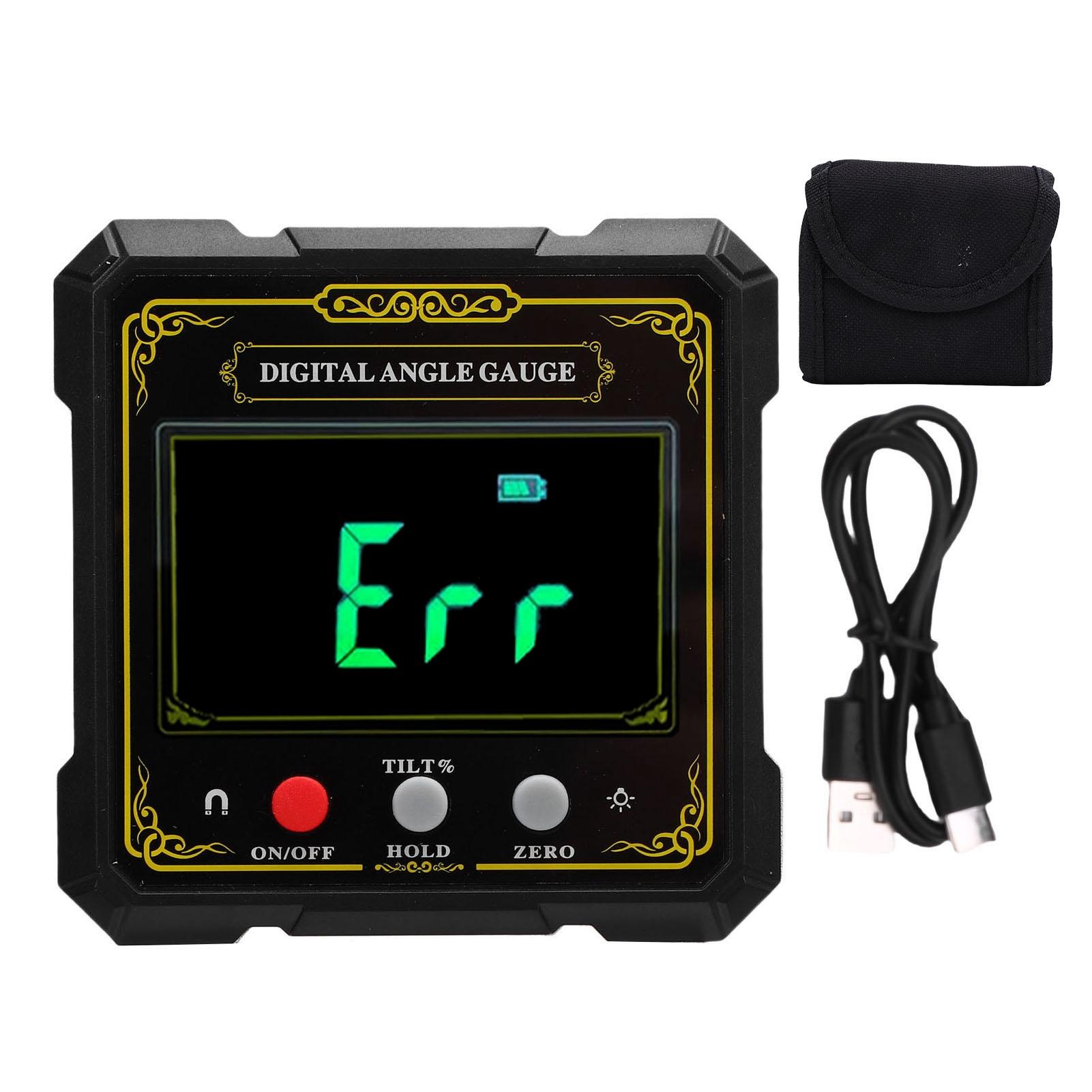 

Электронный инклинометр Цифровой уровень Угломер Чувствительный датчик наклона Диапазон 4x90° Магнит с 4 сторон для измерения при деревообработке чёрный