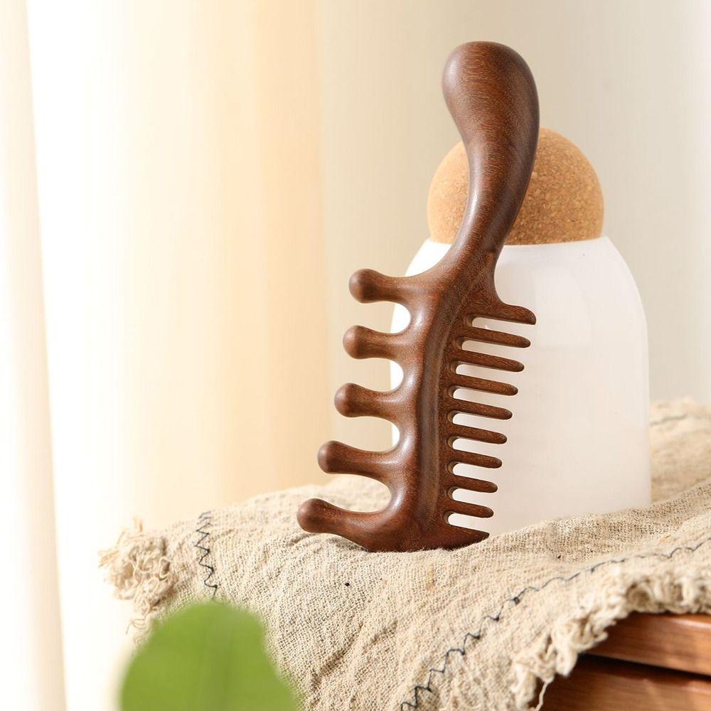 Wide Thick Scalp Massage Comb 2 in 1 Natural Sandalwood Hairbrush  Hairdressing Tool