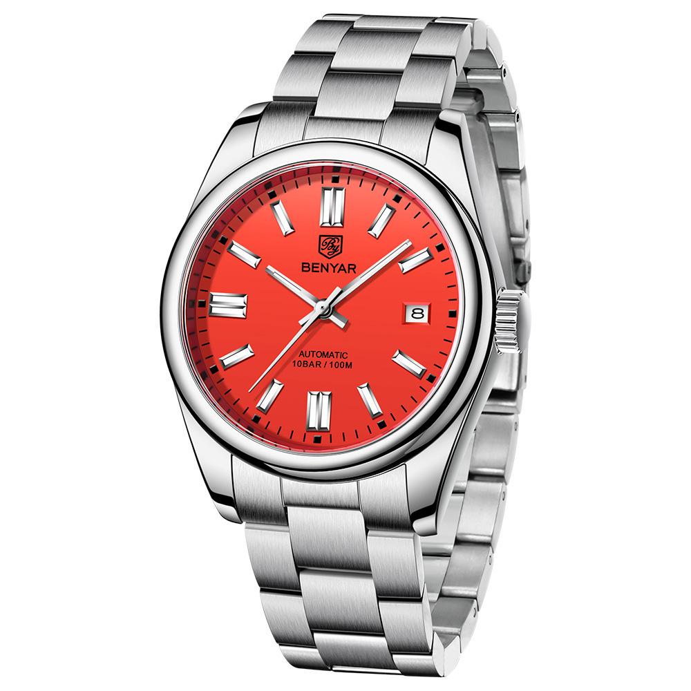 Benyar Watch Men'S Automatic Mechanical Watch Fashion Waterproof Luminous Steel Belt Men'S Watch 5185