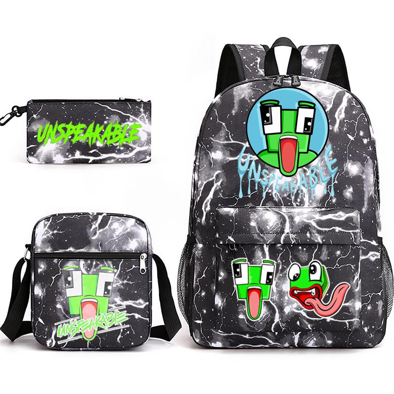 Zaino Inspeakable Set da 3 Pezzi, Zaino Studente di Grande Capacità con Borsa Pranzo e Astuccio, Resistente all'Acqua, Durevole