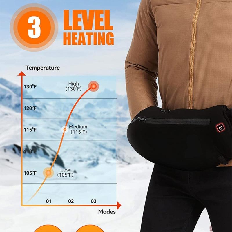 Rechargeable Heated Hand Warmer Pouch Fast Heating Cold Weather Thermal Glove Waist Bag For Travel Office Home