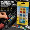 10PCS Mini Blade Car Fuse Set 5A 7.5A 10A 15A 20A 25A 30A Automotive Auto Truck SUV Fuse Replacement Kit Fuses4