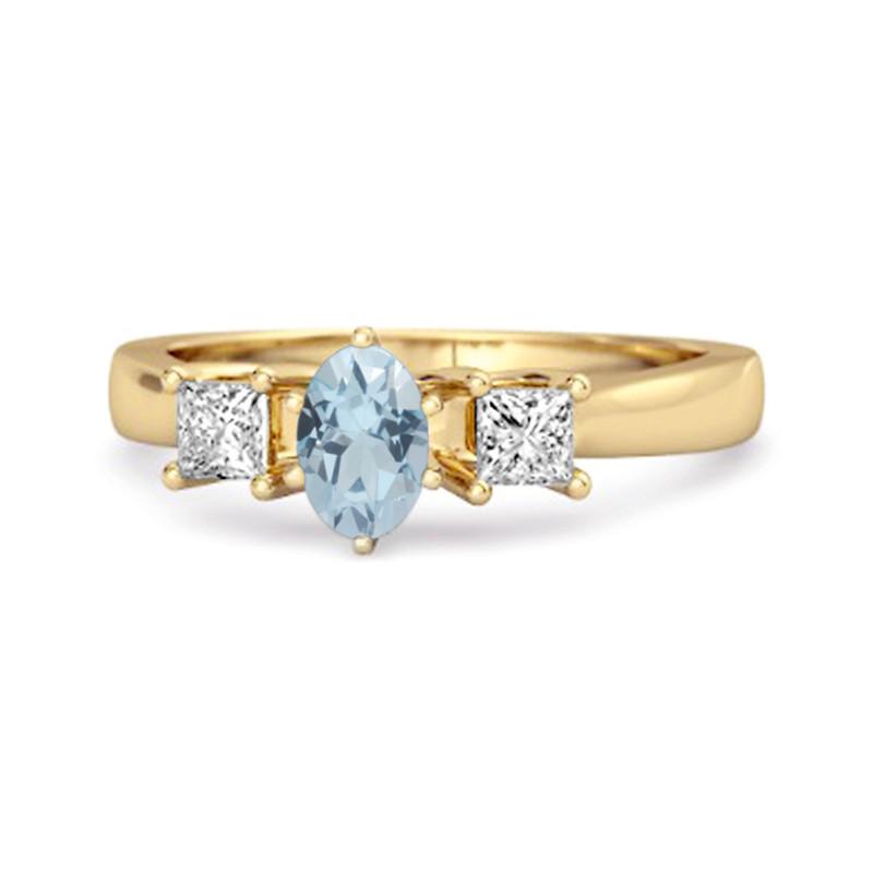 Blue Topaz Elegant Three Stone Ring -925 Sterling Silver Gold Vermeil 11