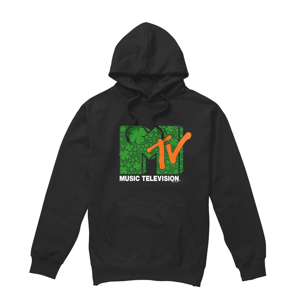 MTV Mens Shamrock Logo St Patricks Day Hoodie