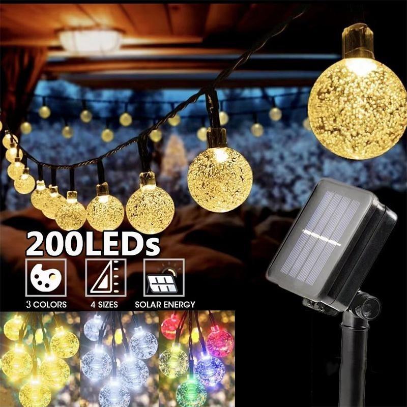 1PCS Solar String Lights Outdoor 50 Led Crystal Globe Lights with 8 Modes Waterproof Solar Powered Patio Light for Garden
