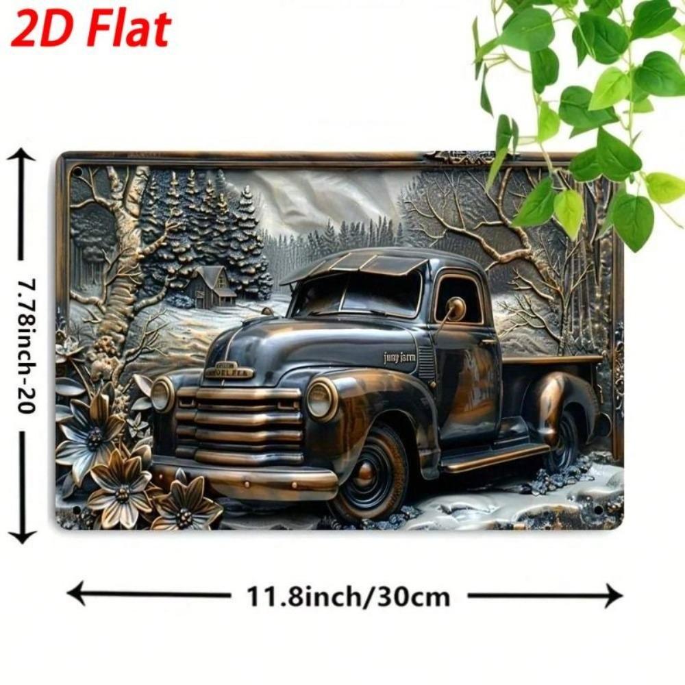 Vintage Pickup Truck Metal Wall Art Retro Home Decor Tin Sign