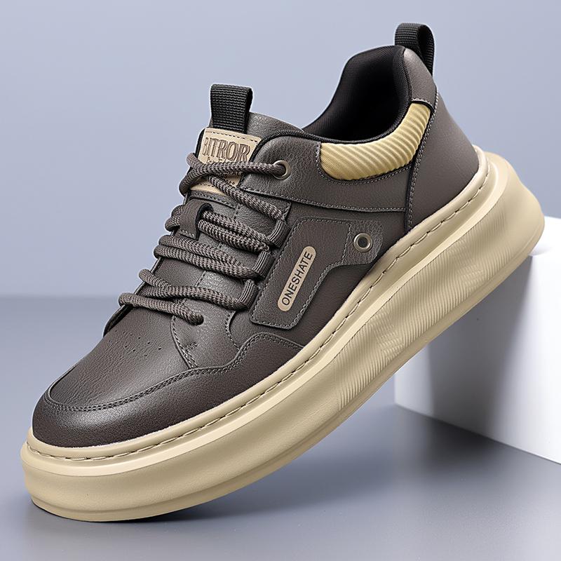 British Style Arrival Casual Leather Mens Board Shoes High Quality Fashion Thick Bottom Shoes Outdoor Non-Slip Walk Hiking Shoes