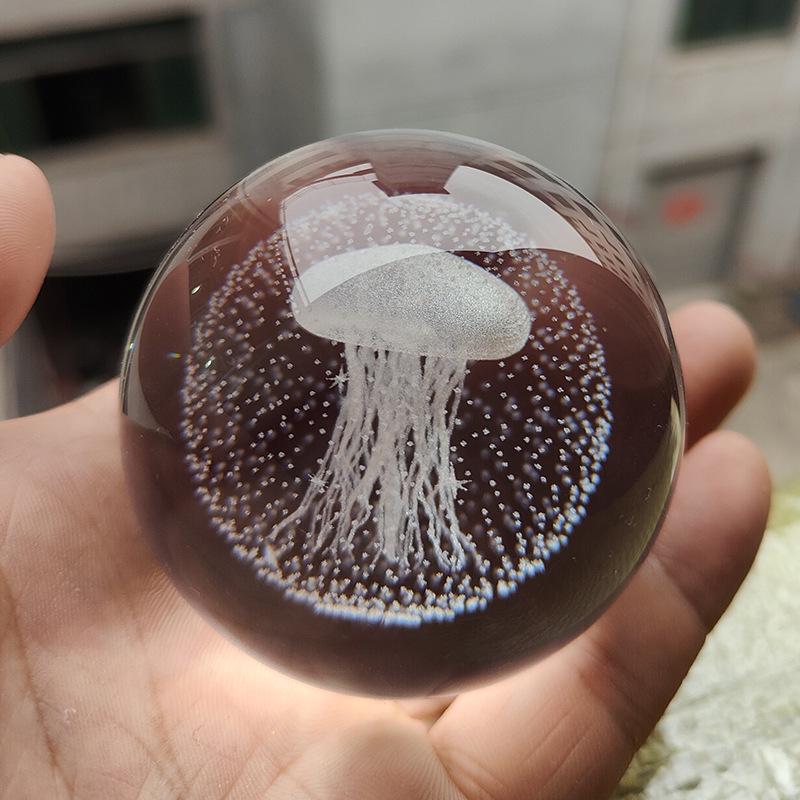 30 Clear Crystal Balls with 3D Laser-Engraved Solar System and Earth Galaxy Design - Creative Desktop Ornaments