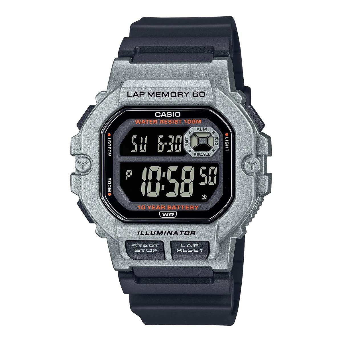 

[Casio] CASIO Sports Gear Digital Men s Watch with 60 Lap Memory Function WS-1400H-1BV Overseas Model Silver x Black [Item]