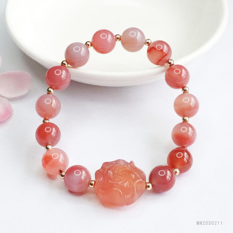 2026 Ximang 2026an Agate Round Beads Bracelet Flower Jewelry Factory Live Delivery S2050211 Multi about 8~9mm