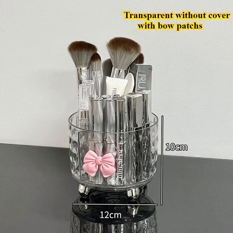 

360° Rotating Makeup Brush Organizer Rack Transparent Dust Cover Storage Box Lipstick Eyeshadow Brush Pen Holder Cosmetics Shelf
