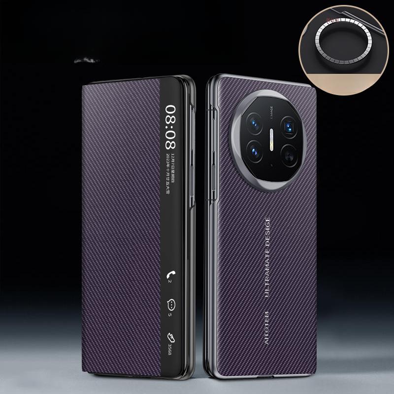 

Магнитный смарт-чехол-книжка из кожи с узором из углеродного волокна X6 Business Extraordinary для телефона Huawei Matex6 Huawei Mate X6