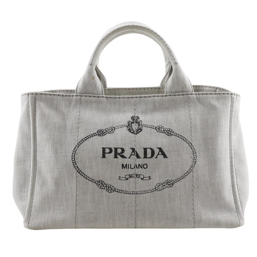 

PRADA Canapa Handbag 1BG439 Triangle With Logo Light gray denim Women Used
