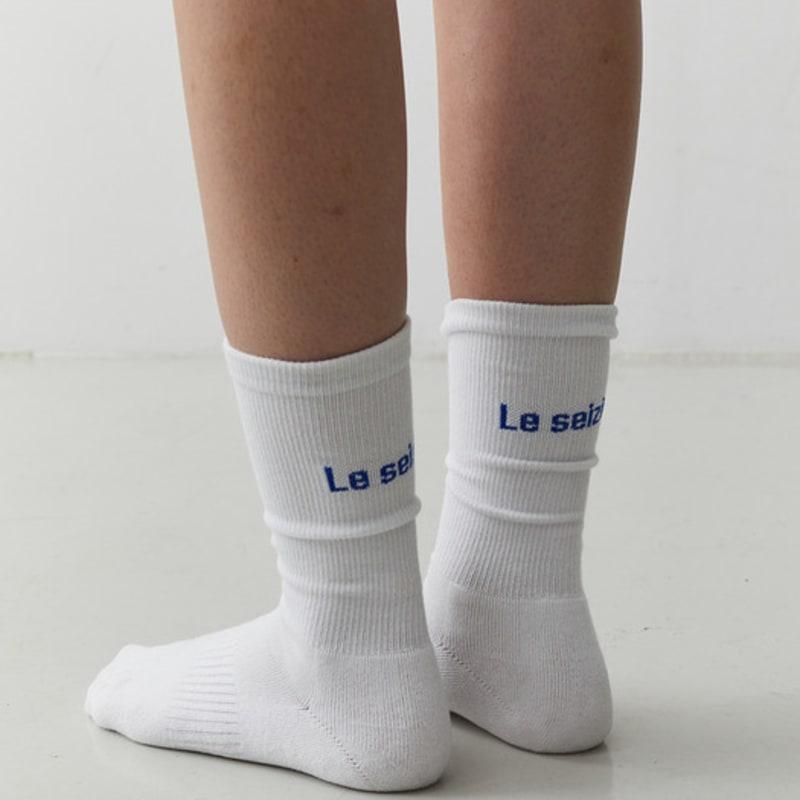 LESEIZIEME [SET] Logo Basic Socks (White & Cream)