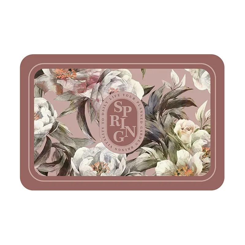 Elegant American Style Floral PU Leather Placemats Heat-Resistant Waterproof Durable Table Mats Dining Room Kitchen
