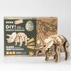 Tsukurundesu® Battery-Operated 3D Wooden Puzzle Dinosaur Series (D400 Triceratops) with Japanese Instructions