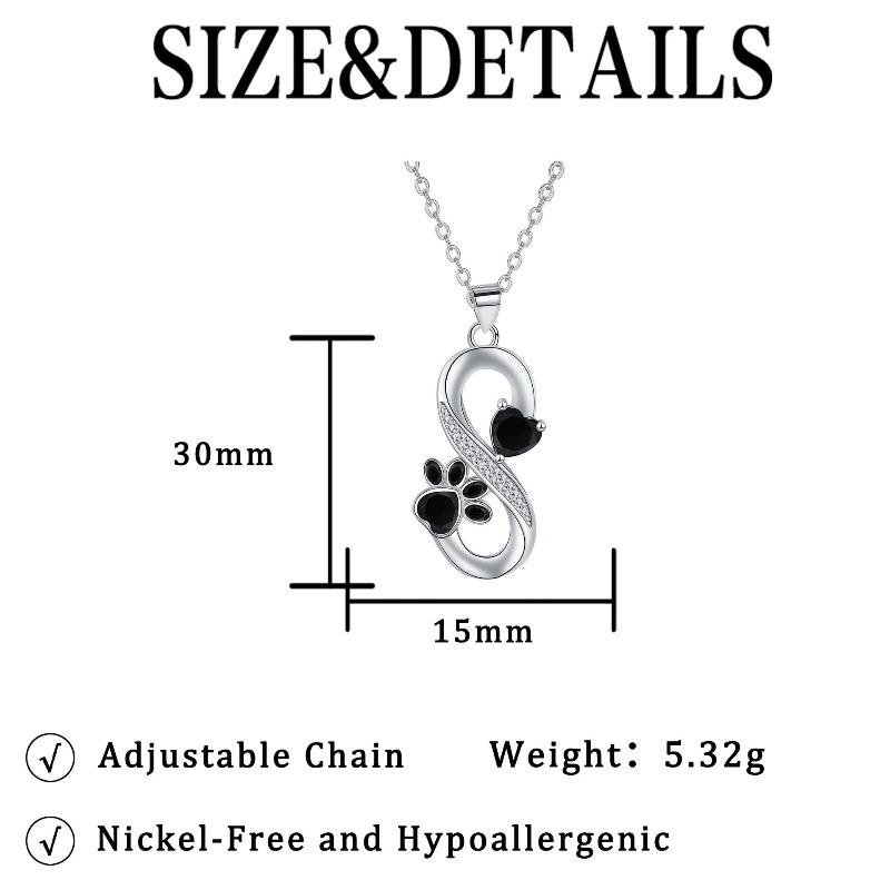 Knn-31 infinity symbol heart paw print necklace - women's cartoon jewelry with diamond accents