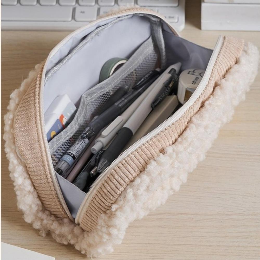 Pen Organizer Pen Bag High Capacity Corduroy Pencil Bag Simplicity Stationery Storage Bag  Student
