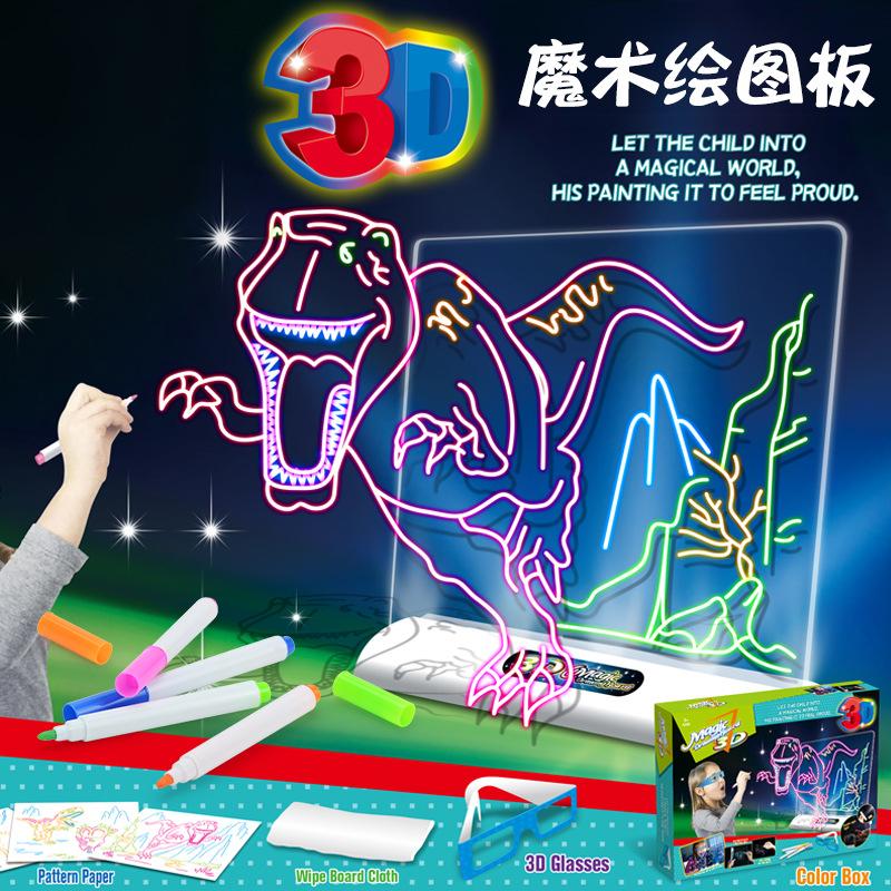 

Детская 3D-подсветка, флуоресцентная доска для рисования, трехмерная доска для граффити, игрушки для письма, рисования и живописи своими руками