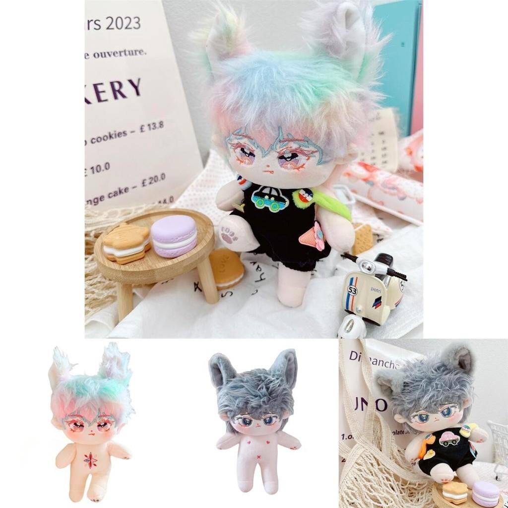 20cm Cotton Doll Plush Toy With Interchangeable Outfits White Car Overalls