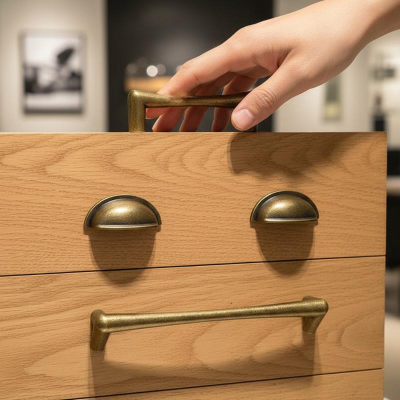 Vintage And Minimalist Antique Nickel Color Copper Brown Furniture Handles Cabinets Drawers Wardrobes Door Handles