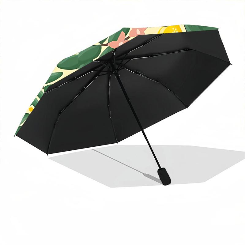 1pc Lemon Orange Pattern Auto-Fold Umbrella with One-Touch Open/Close - 8 Reinforced Ribs for Windproof Stability,  yy251118218