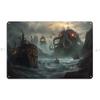 The Terror  The Horror Of Far Harbor Great Old One Rising Out of the Depths Metal Home Design Personalized Tin Sign Poster