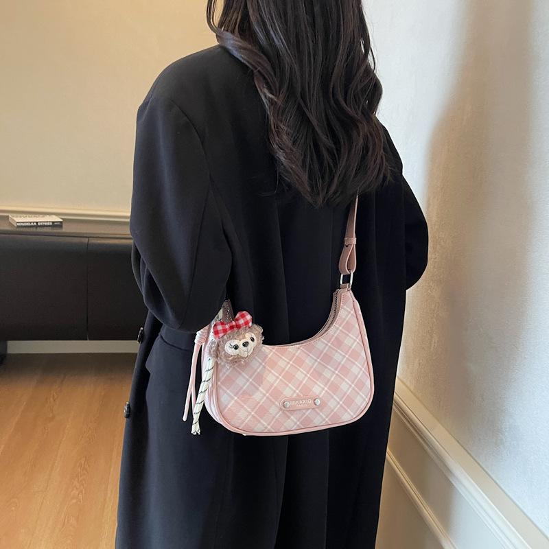 New Trendy and Fashionable Plaid Small Bag, Leisure Bag, Commuter Bag, Shoulder Bag, Messenger Bag, Women's Dumpling Bag.