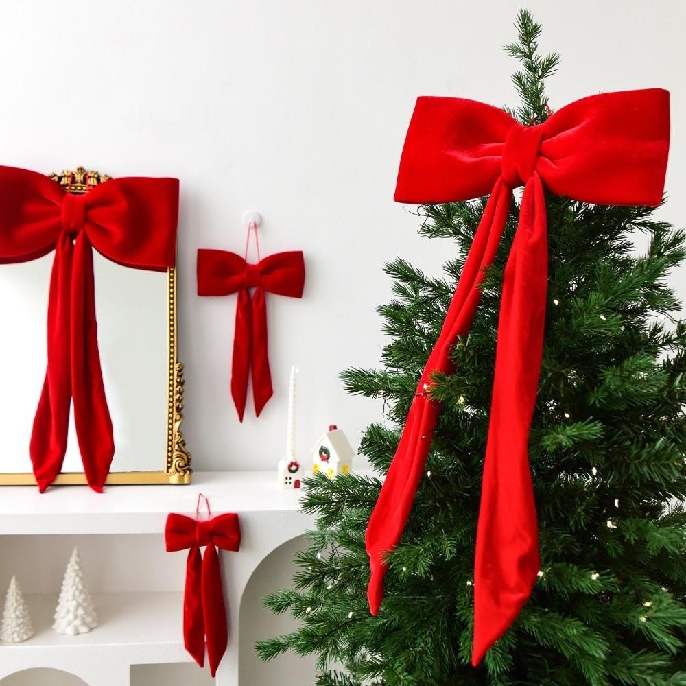 Flocking Large Bow Decor Soft Hanging Bowknot Christmas Bow Decoration  Home Decoration