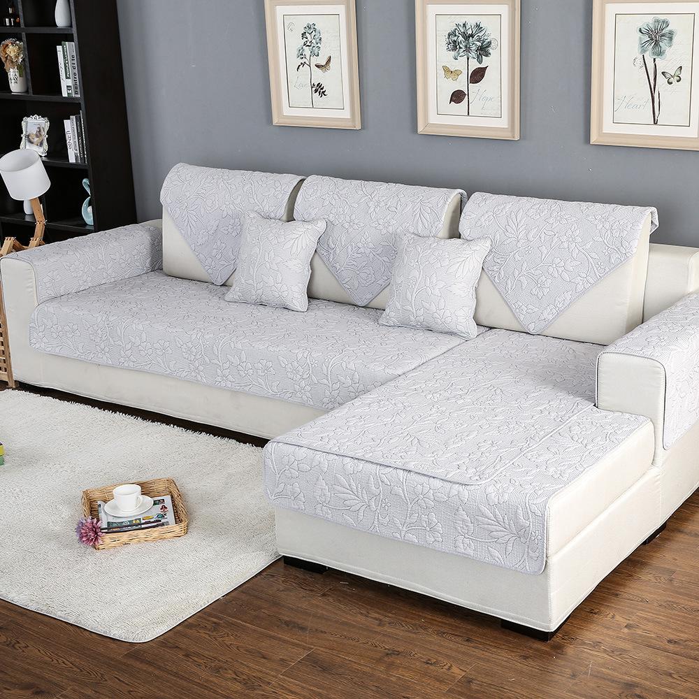 Modern Simple Fabric Sofa Cushion European Cotton Embroidery Four Seasons Universal Sofa Towel Slipcover Non-Slip Cushion