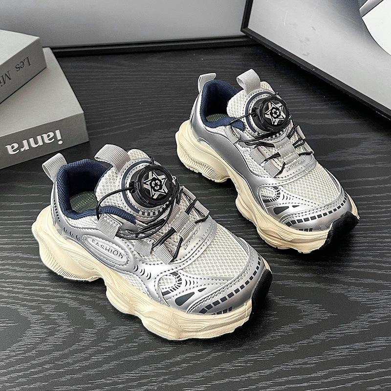Spring Autumn Kids Mesh Breathable Dad Shoes Soft Sole Lightweight Boys Girls Fashion Running Sneakers