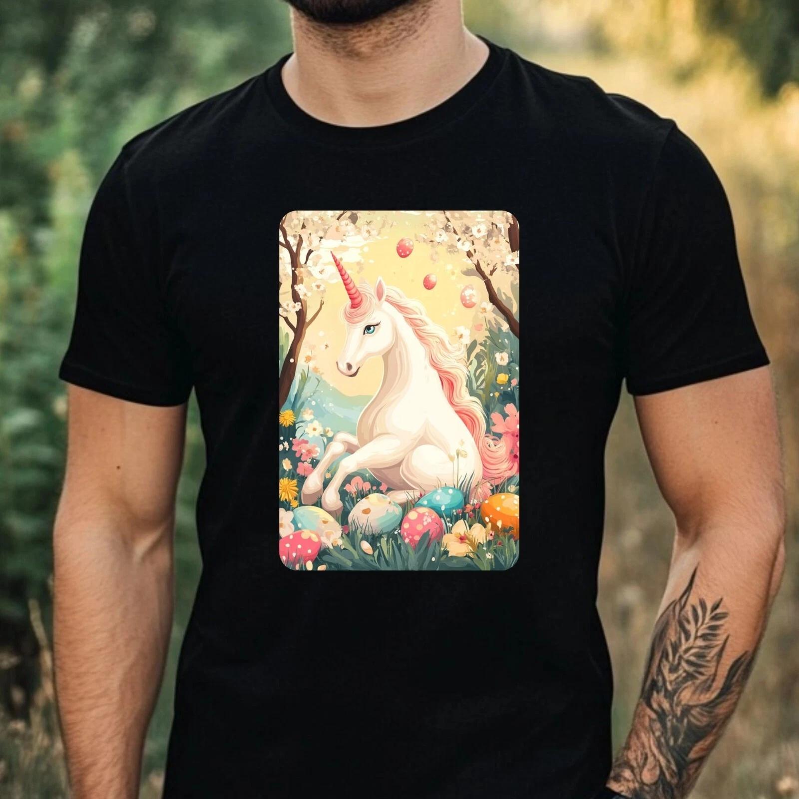 T-Shirt Herren Oster Einhorn Motiv Baumwolle Größe XS bis 5XL XXL