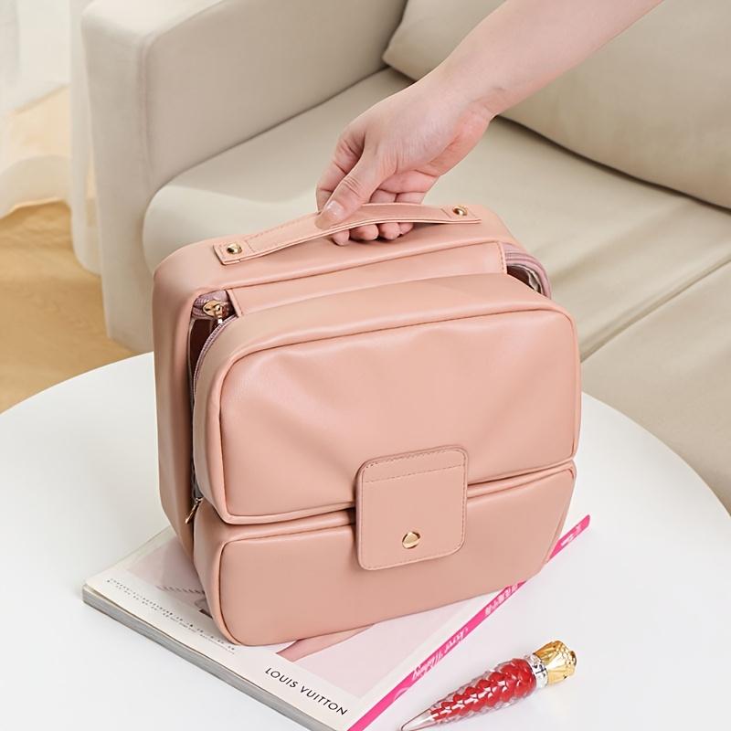 PU Leather Large Capacity Cosmetic Bag for Women Multi-Compartment Travel Toiletry Organizer Luxury Portable Makeup Pouch