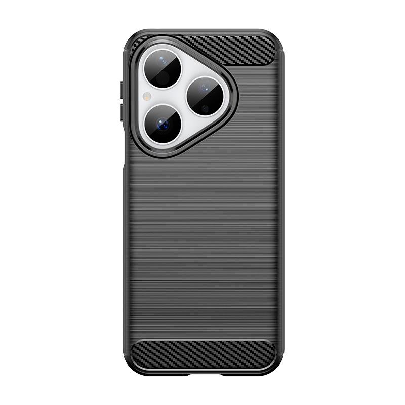 

For Huawei Pura 80 Case Cover Huawei Pura 80 Capa Shockproof Phone Bumper Back Armor Soft TPU Carbon Fiber Fundas Huawei Pura 80 чёрный