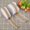 2pcs 5MRoll Burlap Rolls with Lace Hessian Jute Ribbon for Wedding Decoration Craft