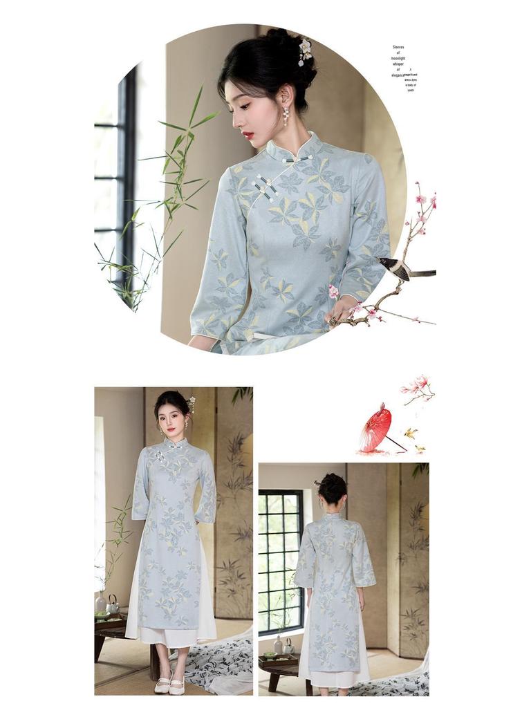 New Autumn-Winter Collection: Young Retro High-End Chinese-Style Ao Dai Qipao Dress