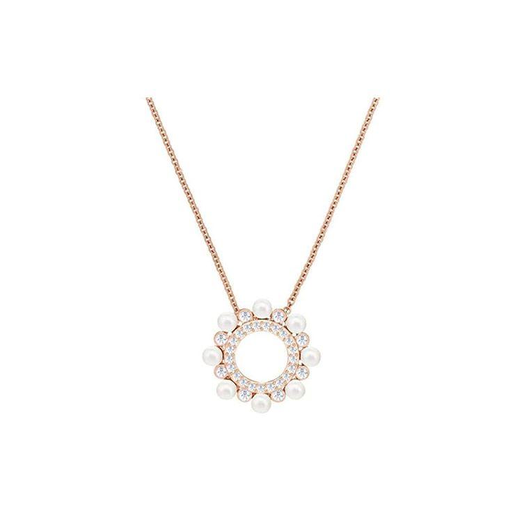 Swarovski Perlen Schlüsselbein Kette Damen Kette Roségold 5429963 Rose Gold-tone Plated white