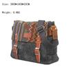Ethnic Patchwork Canvas Shoulder Bag with Cowhide Buckle and Retro Webbing Design