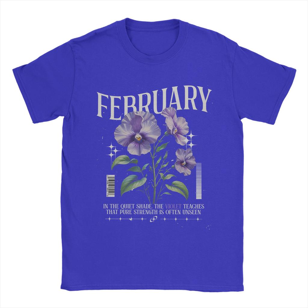Birthflowers February Violet Birthflower Men's T Shirts Amazing Tee Shirt Short Sleeve Crewneck T-Shirts Cotton Printed Clothes