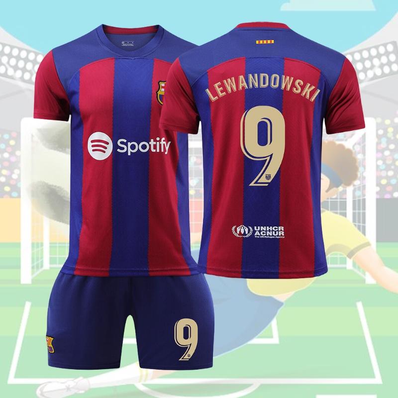 Barcelona Home Jersey Messi 10 Lewandowski 9 Gavi 30 Pedri 8 Suitable For Children Various Sizes Available