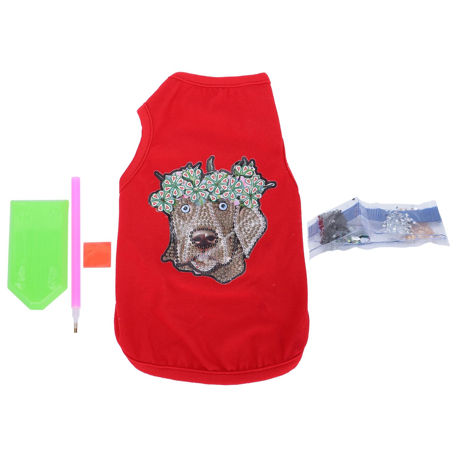 Pet Clothes Cute Soft Breathable Dog Shirt with Rhinestones for Puppies Pets Decoration Protection S красный