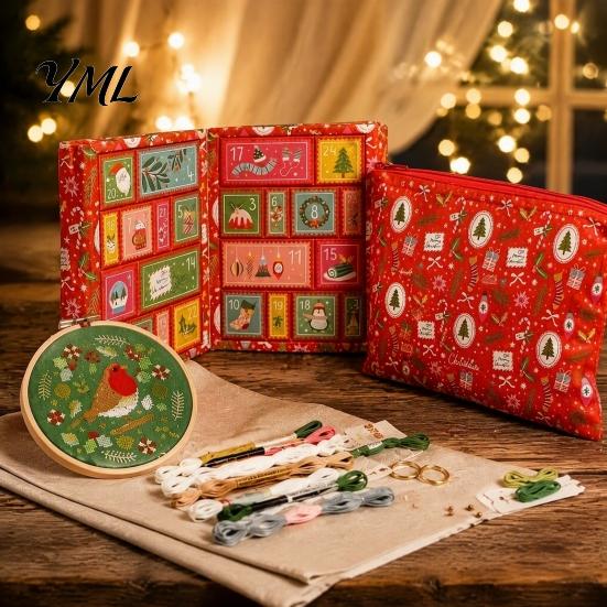 Christmas Cross Stitch Starter Set Advent Calendar, 24 Days Countdown Calendar Embroidery Kit, Box DIY Hand Art Craft Holiday Gifts for Lovers