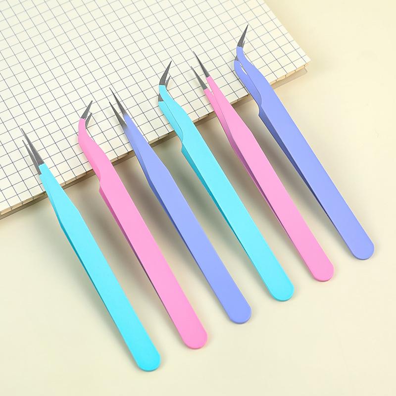 Gift Macaron Color Tweezers Diy Handbook Stainless Steel Clip Creative Manicure Guka Guppan Student Pointed Kawai Accessories