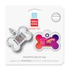 ID Tag for Dogs and Cats Metal WAUDOG Smart ID with QR Passport, Drawing "Konotop Magic Troops", Bone, L 40 Mm, W 28 Mm